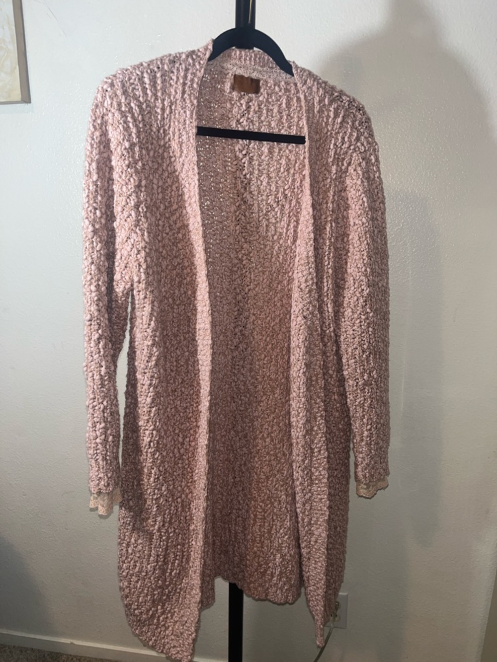 POL Open-Front Textured Cardigan Sweater - Blush Pink